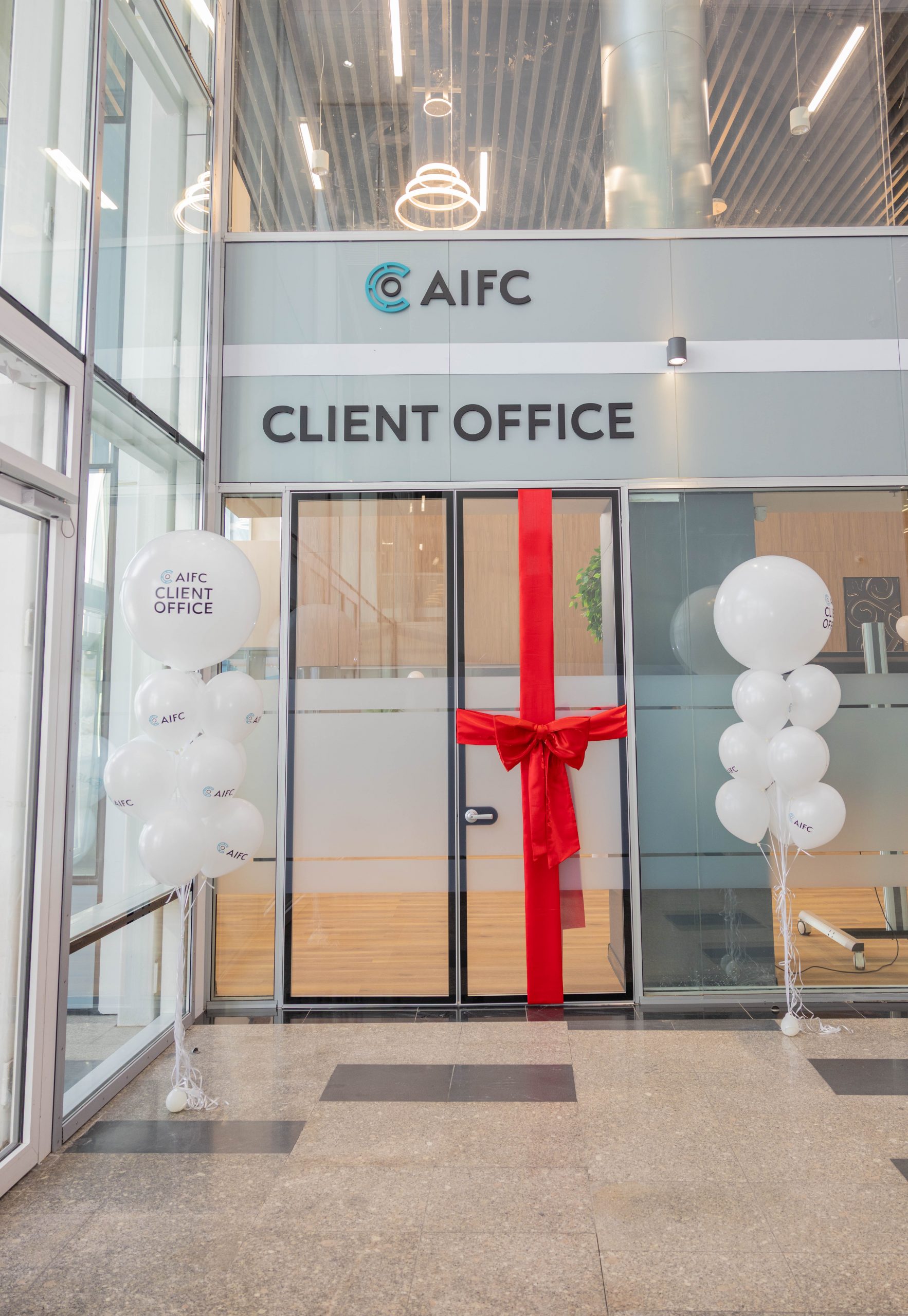 The AIFC Client Office entrance on opening day